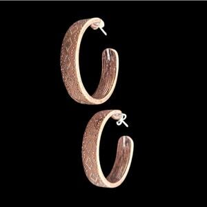 Romantic Western Copper Tone Etched Hoops Cowgirlcore Statement Jewelry Bohemian